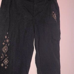 St. John's Bay Black and Gold Capris with Eyelet Design